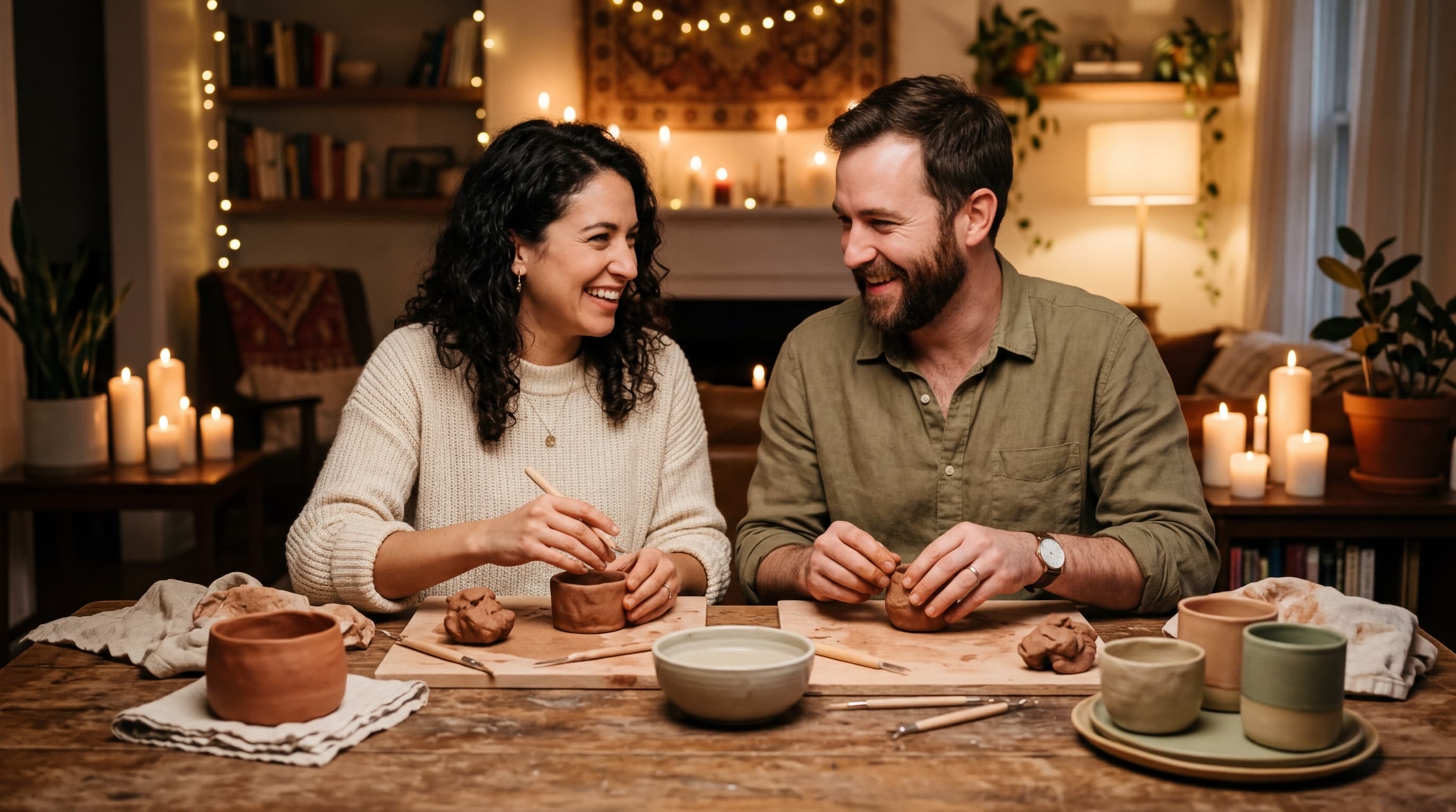 Kreativní večer pro pár s hlínou a ručně vyrobenými dekoracemi